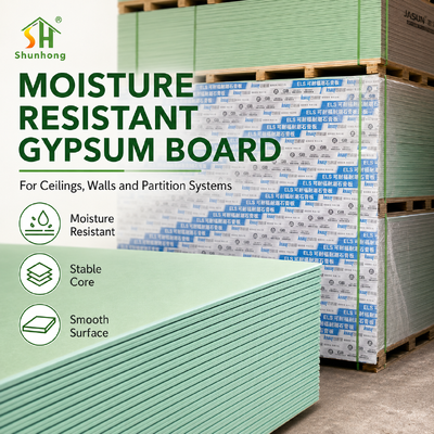Painel de gesso resistente à humidade para banheiros de hotéis, divisórias de banheiros e sistemas de parede interior comercial
