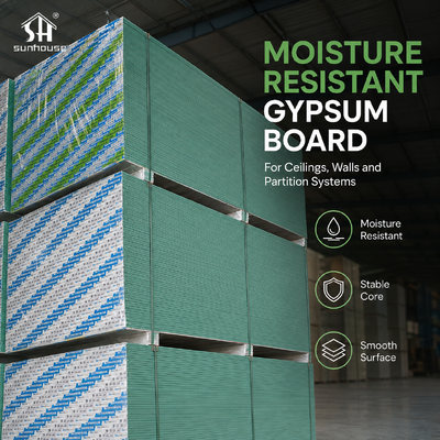 Bom preço Painel de gesso resistente à humidade para lavanderia, porões, cozinhas, áreas de utilidade pública e divisórias interiores on-line